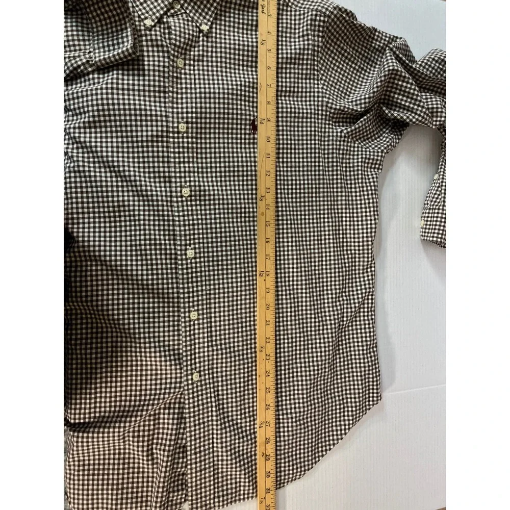 Ralph Lauren Button Down Shirt Mens XL Brown Gingham Classic Fit‎